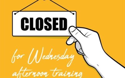 Closed this afternoon (Wednesday 28th April) for training